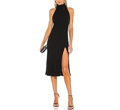ALENDA DANMOS Women's Elegant Halter High Neck Dress Sleeveless Bodycon Midi Dress Side Split Coc... | Amazon (US)