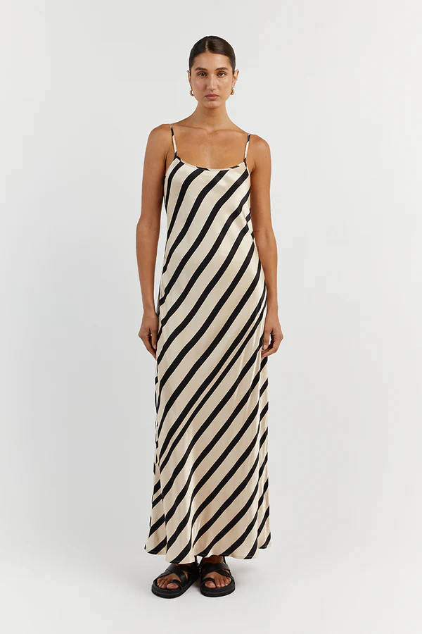 PIPPA STONE SATIN SLIP MIDI DRESS | DISSH