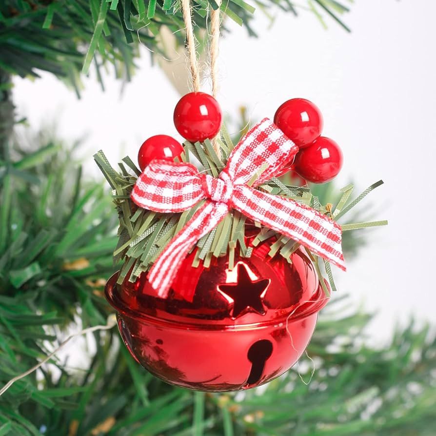 Christmas Decorations Bells to Hang on Christmas Tree, Pine Needle Berry Bows, 18 Pcs, 5 CM Diame... | Amazon (US)