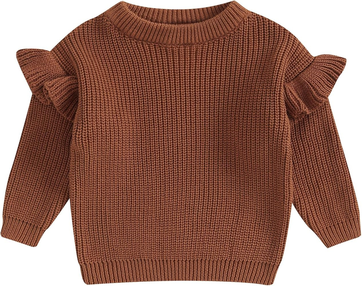 Mubineo Baby Girl Winter Clothes Basic Plain Cute Ruffle Sweater Toddler Kids Pullover Long Sleev... | Amazon (US)