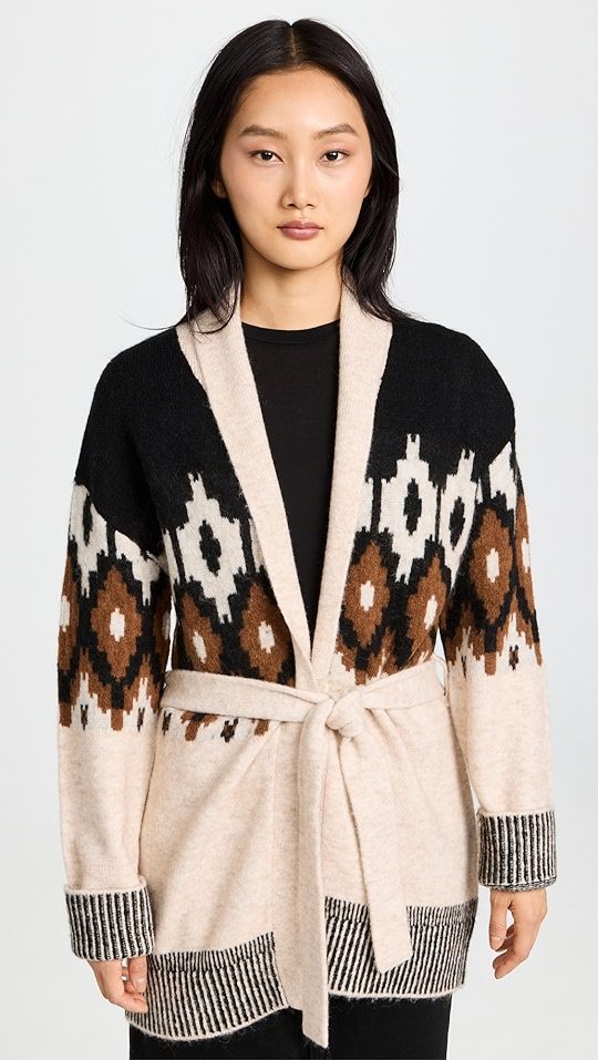 MONROW Fair Isle Shawl Cardigan Sweater | SHOPBOP | Shopbop