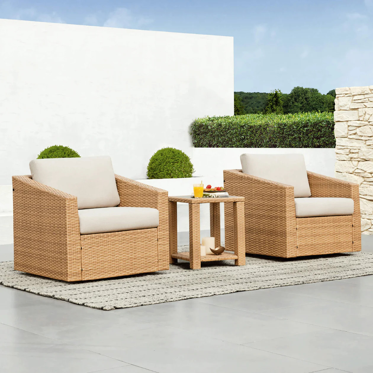 Calum Outdoor Bistro Set | Rattan Patio Furniture for Cozy Seating | Chita