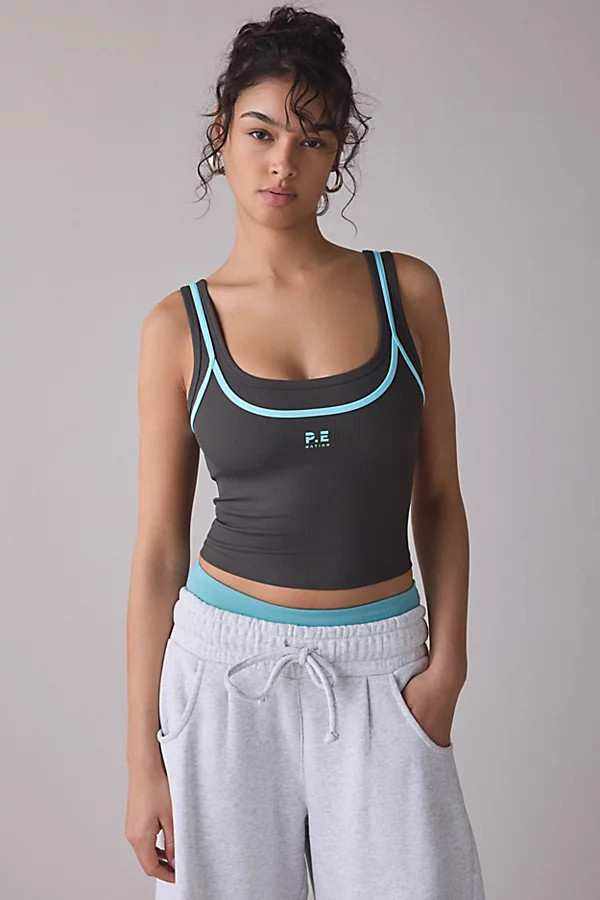 P. E Nation Forward Smokestone Scoop Neck Layered Tank Top in Smokestone/Aqua, Women's at Urban Outfitters | Urban Outfitters (US and RoW)