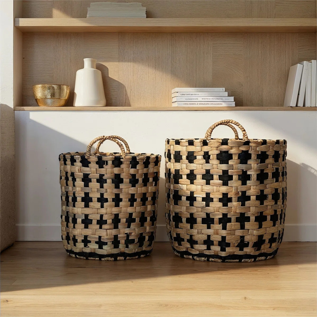 Woven Water Hyacinth Baskets With Handles | Wayfair North America