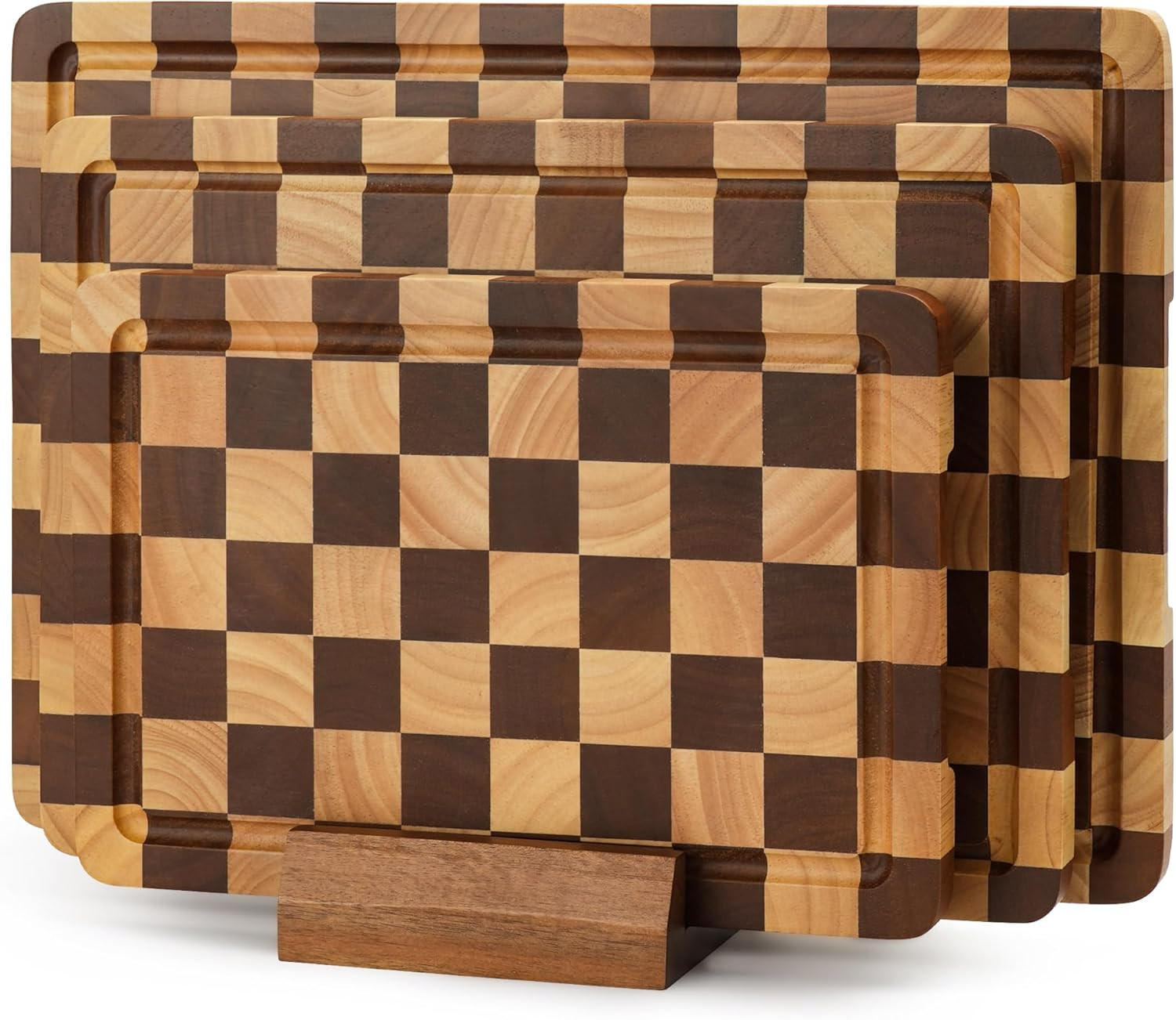 WILLKOMMEN Checkered Cutting Board Set, 3-Piece Wood Checkerboard End Grain Chopping Boards with ... | Amazon (US)