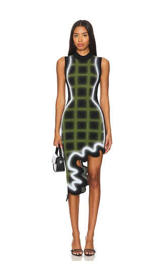 Mia Wavy Plaid Dress in Green & Black | Revolve Clothing (Global)
