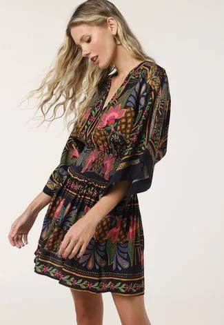 Vestido FARM Curto Mandala Tropical Preto | Dafiti (BR)