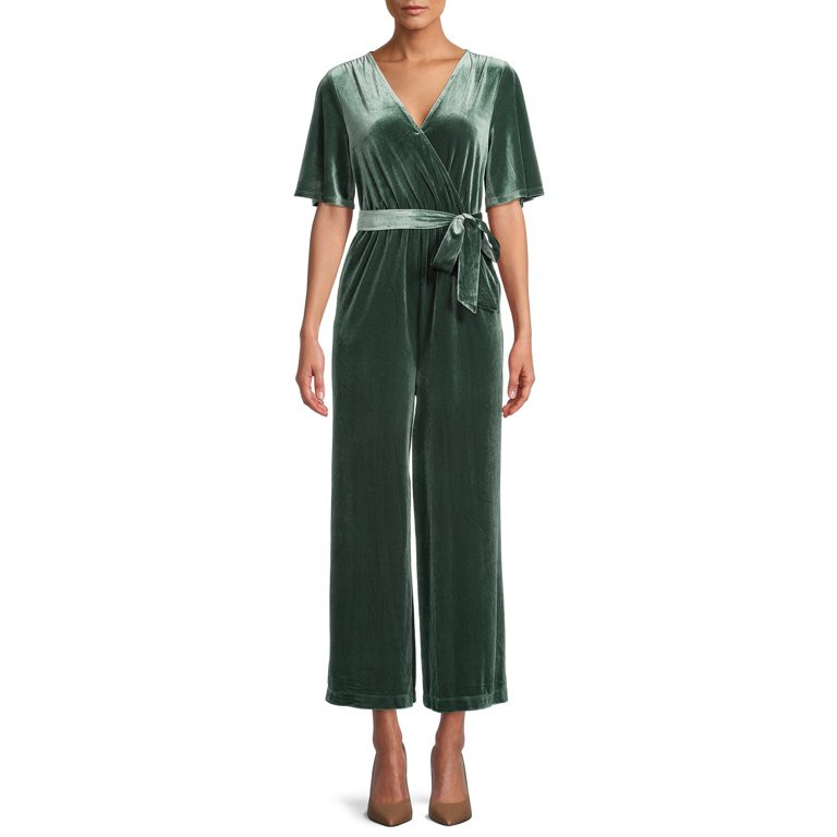 The Get Women's Velvet Wrap Bodice Jumpsuit | Walmart (US)