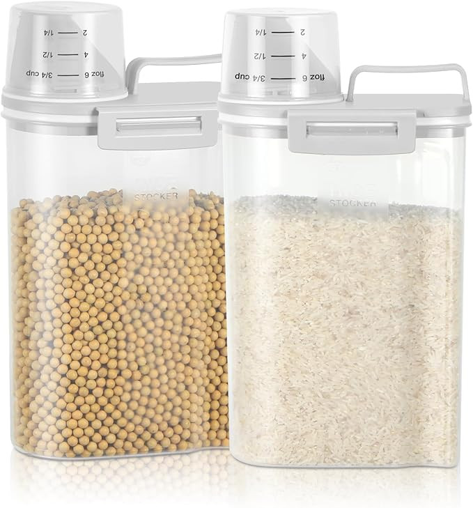 TBMax Rice Storage Container 2 Pack, Plastic Kitchen Pantry Food Storage Container with Cup, Smal... | Amazon (US)