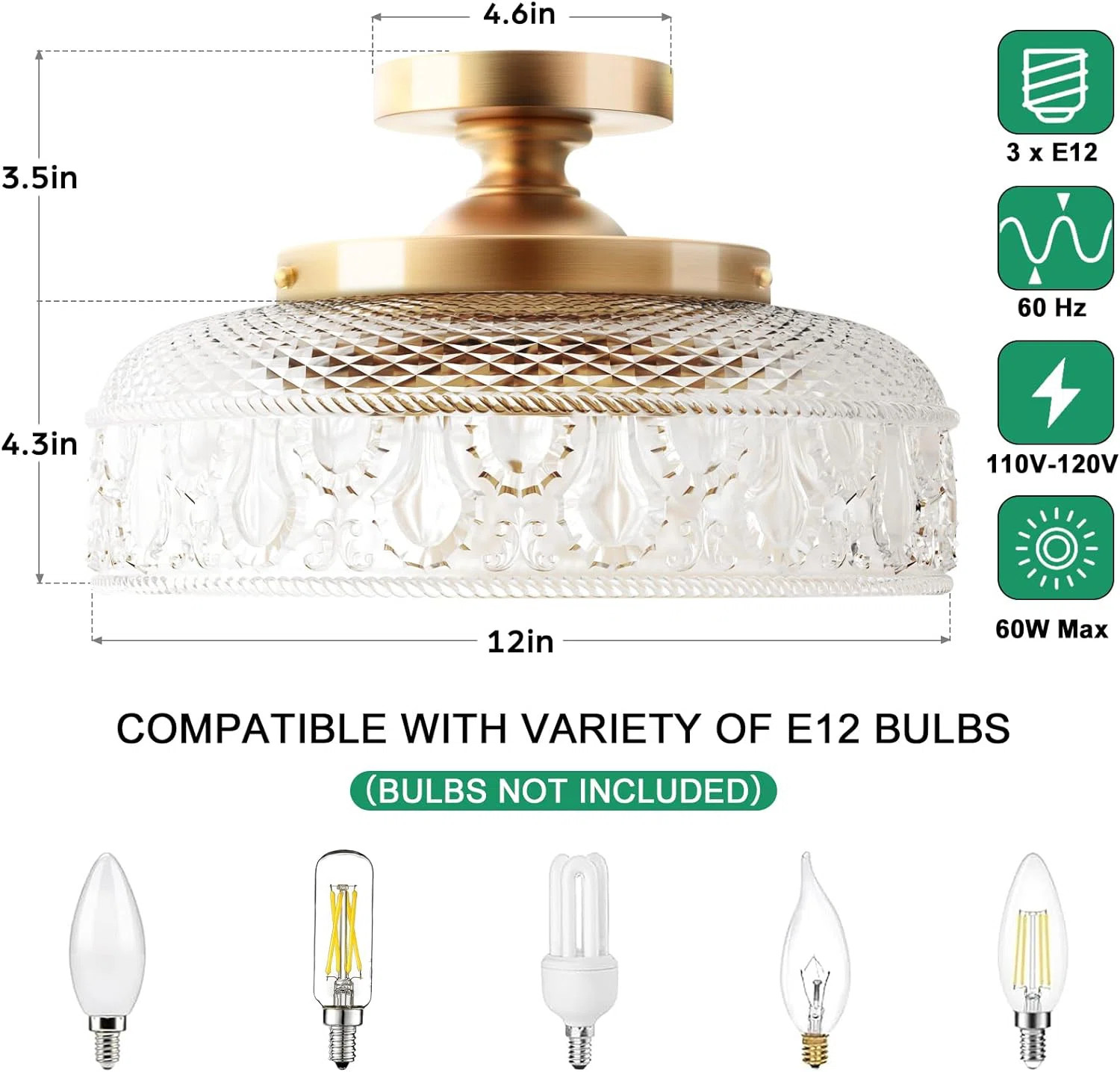Rosdorf Park Semi Flush Mount Ceiling Light, 3-Bulb Globe Glass,Bulbs Not Included | Wayfair | Wayfair North America