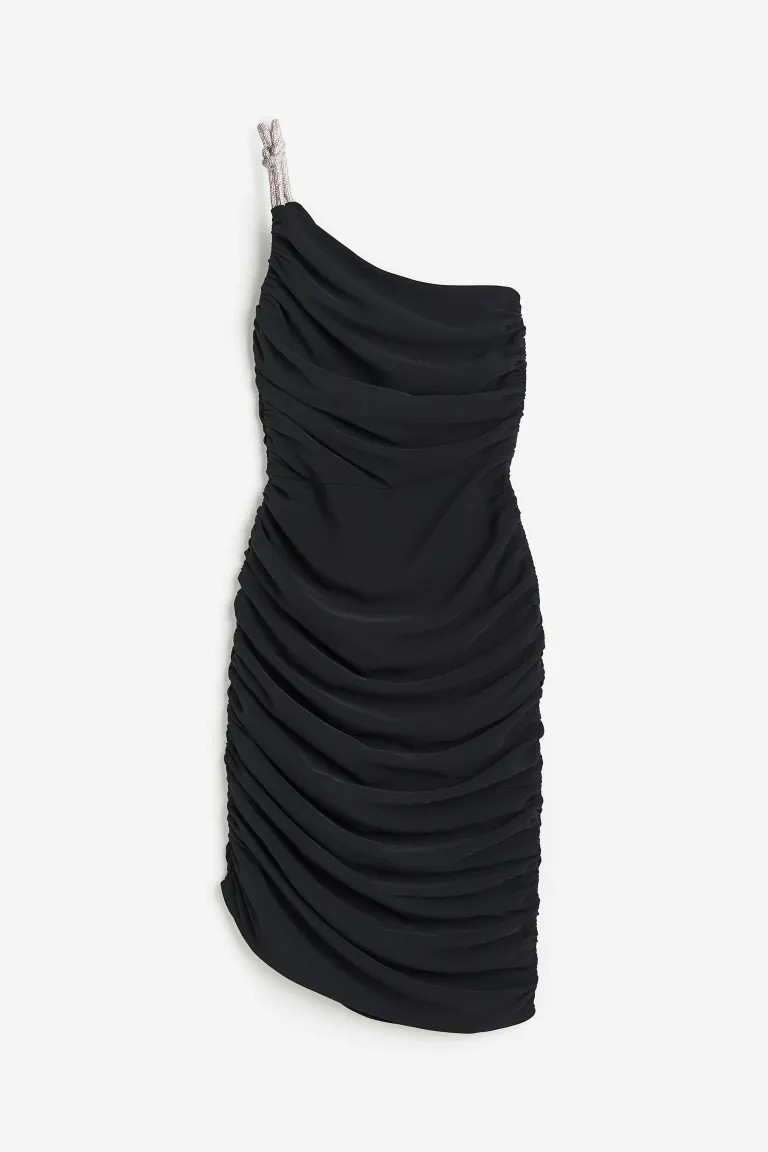Rhinestone-strap one-shoulder dress | H&M (UK, MY, IN, SG, PH, TW, HK)