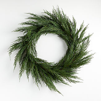 Faux Cypress Wreath 26" + Reviews | Crate & Barrel | Crate & Barrel