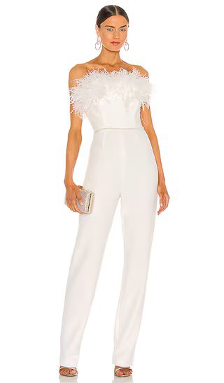 Lola Blanc Feather Jumpsuit in White | Revolve Clothing (Global)