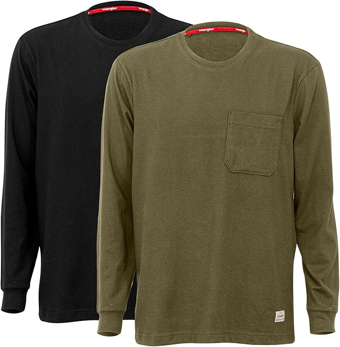 Wrangler Long Sleeve Layering Tee Shirts for Men, Core Mens Layering T-Shirt | Amazon (US)