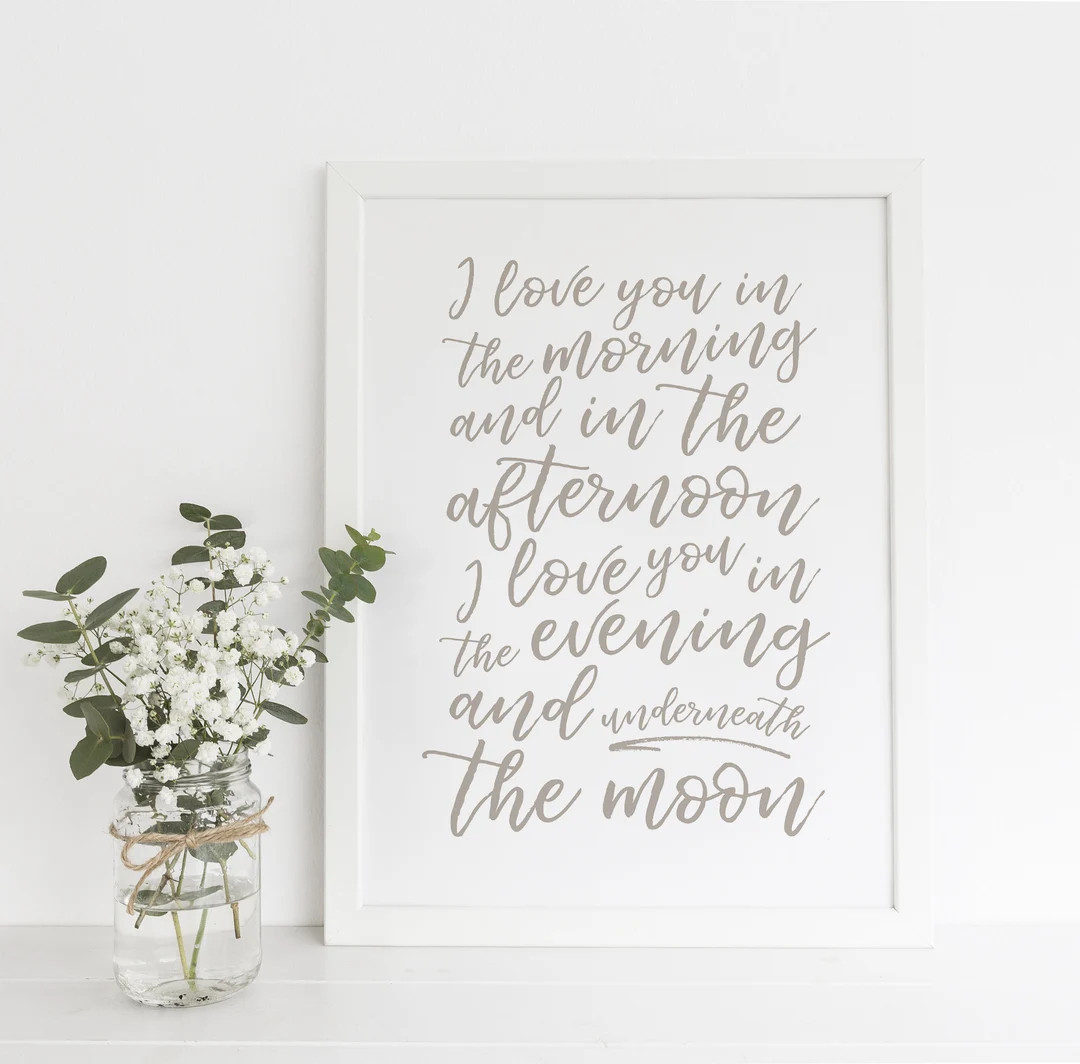 Nursery Print, Printable Art, Moon Print, Bedroom Decor, Nursery Wall Art, I Love You in the Morn... | Etsy (US)