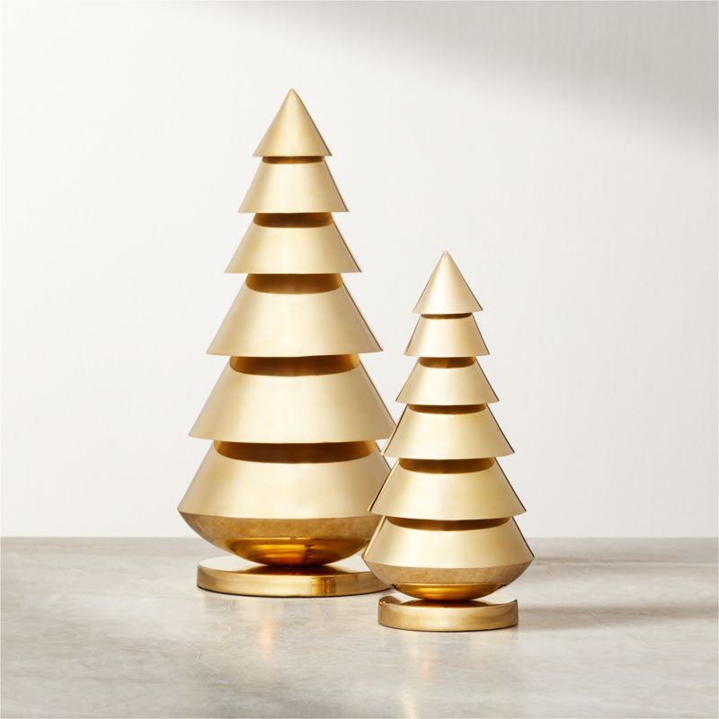 Felix Polished Brass Christmas Trees | CB2 | CB2