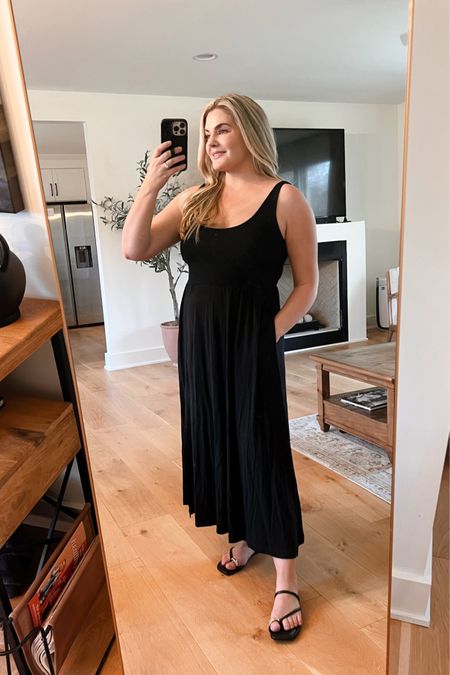 Black dress, jersey dress, spring dress, comfy dress, target find, mid size, size large, sandals, black flat sandals, black sandals 

#LTKmidsize #LTKSeasonal #LTKshoecrush