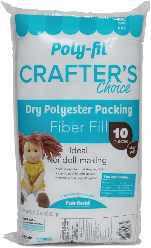 Poly-Fil Crafter's Choice Fiber Fill Stuffing, White, 10 Ounce, 1 Count | Amazon (US)