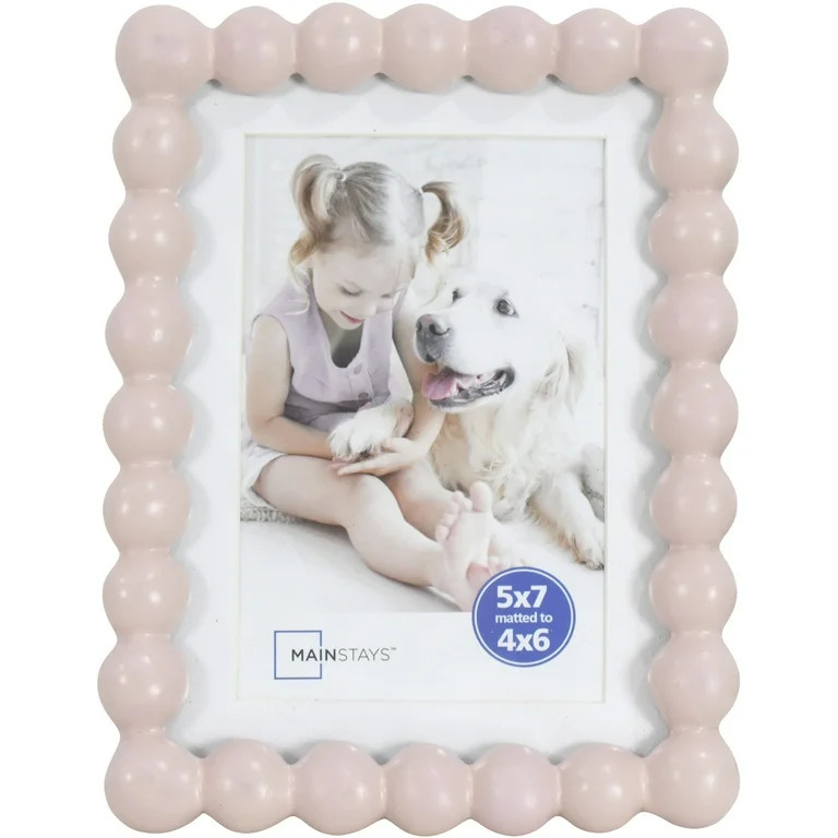 Mainstays Blush Pink Bubble Beaded 5x7 Picture Frame Matted to 4x6, Pink Photo Frame for Wall, Ta... | Walmart (US)