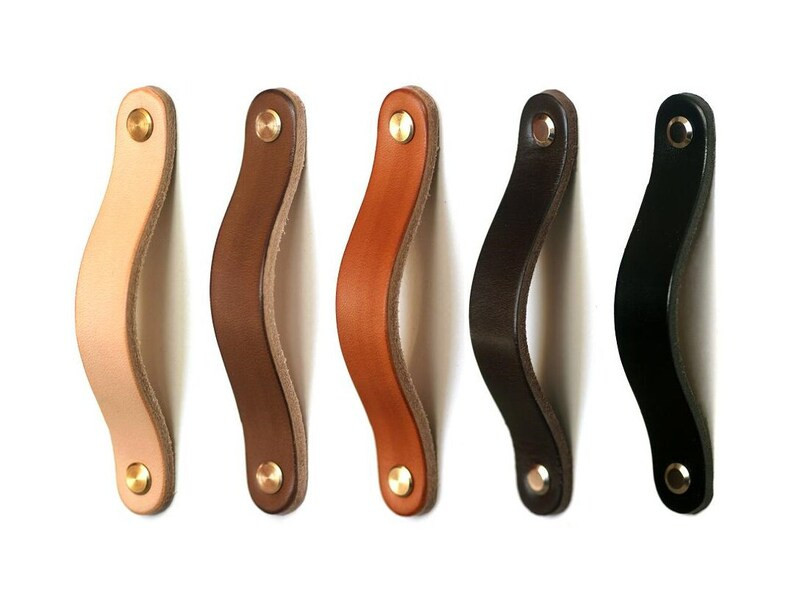 Leather furniture handles, leather drawer pulls, 96mm | Etsy (US)