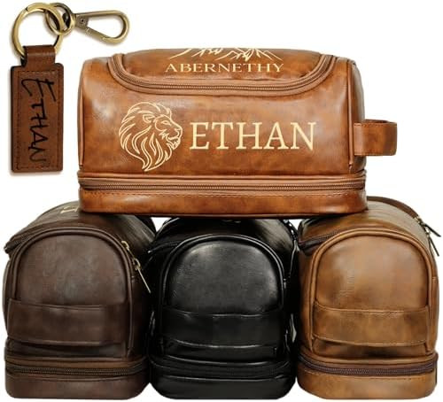 Personalized Toiletry Bag for Men, Gifts for Men, Custom Leather Mens Toiletries Travel Kit, Cust... | Amazon (US)