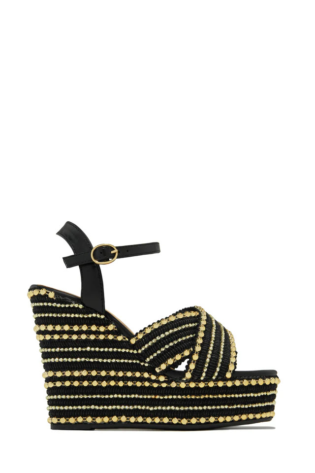 Miss Lola | Nelo Black Platform Wedges | MISS LOLA