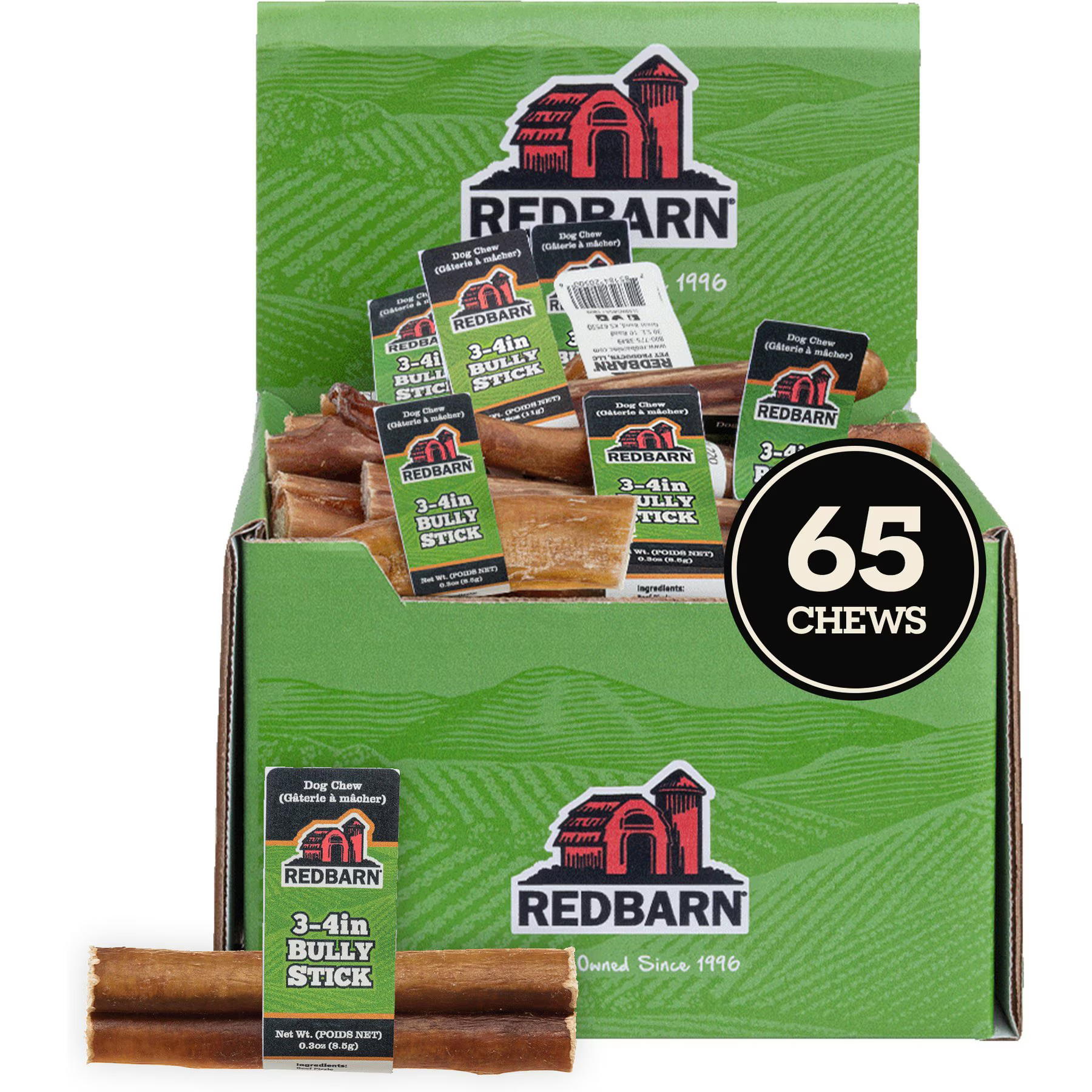 Redbarn Naturals Bully Stick 3"-4" Dog Treat, case of 65 | Chewy