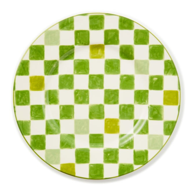 Green Check Dinner Plate | MacKenzie-Childs