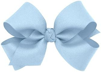 Wee Ones Girls Medium Classic Grosgrain Hair Bow (Knot Wrap), Millennium Blue | Amazon (US)