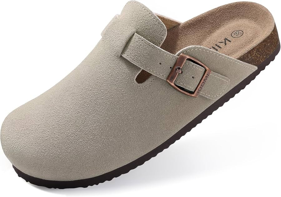 KIDMI Women's Suede Clogs Leather Mules Cork Footbed Sandals Potato Shoes with Arch Support | Amazon (US)