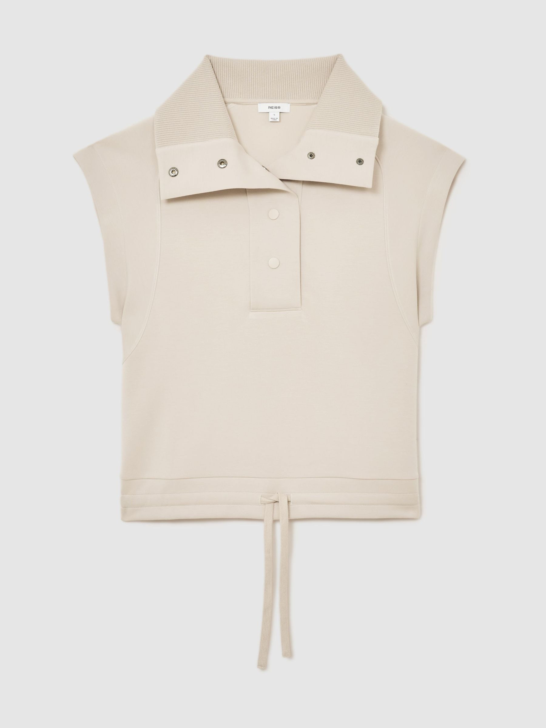 Reiss Premium Interlock Sleeveless Collared Top in Neutral - REISS | Reiss UK