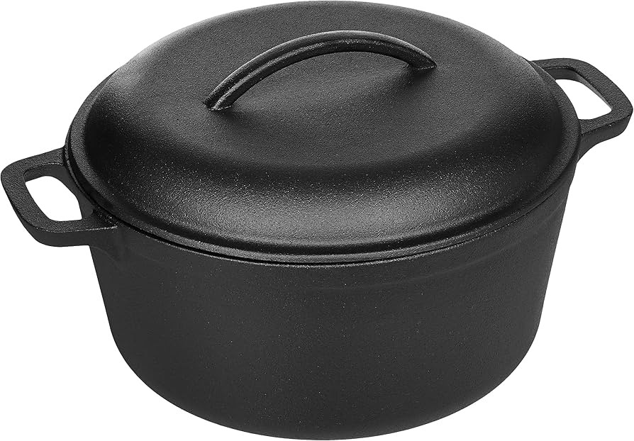 Amazon Basics Pre-Seasoned Cast Iron Dutch Oven Pot with Lid and Dual Handles, 5-Quart | Amazon (US)