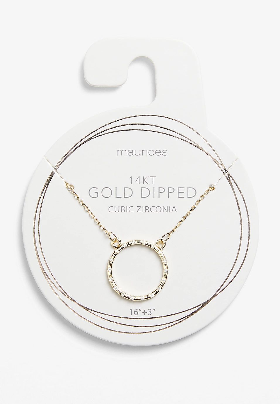 14K Gold Dipped Rhinestone Circle Pendant Necklace | Maurices