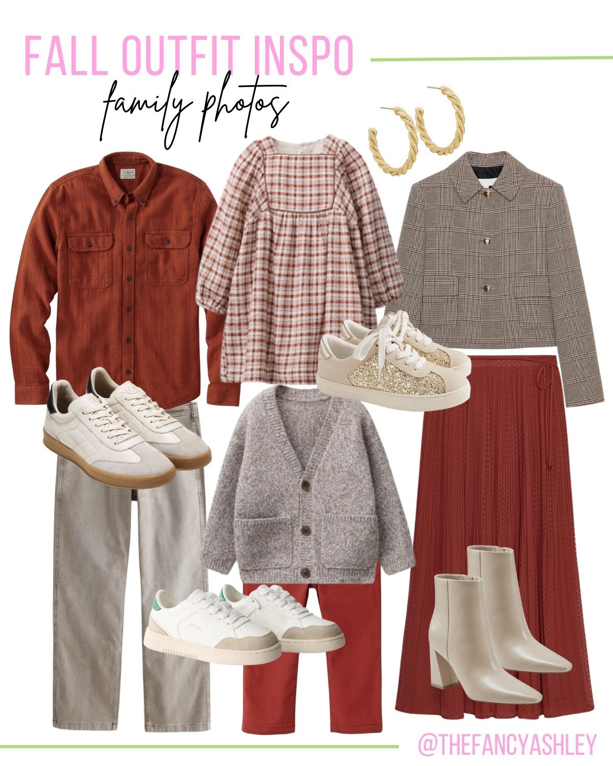Fall outfit inspo for fall family photos! Rounding up another style board of fall family photo inspo with cute fits for the whole fam. Love the burnt orange and greys - such a cute combo for family pics!

#LTKStyleTip #LTKSeasonal