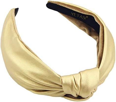 YETASI Gold Headband is Chic. Leather Knotted Headband for Women is a Gold Faux Leather headband Wom | Amazon (US)
