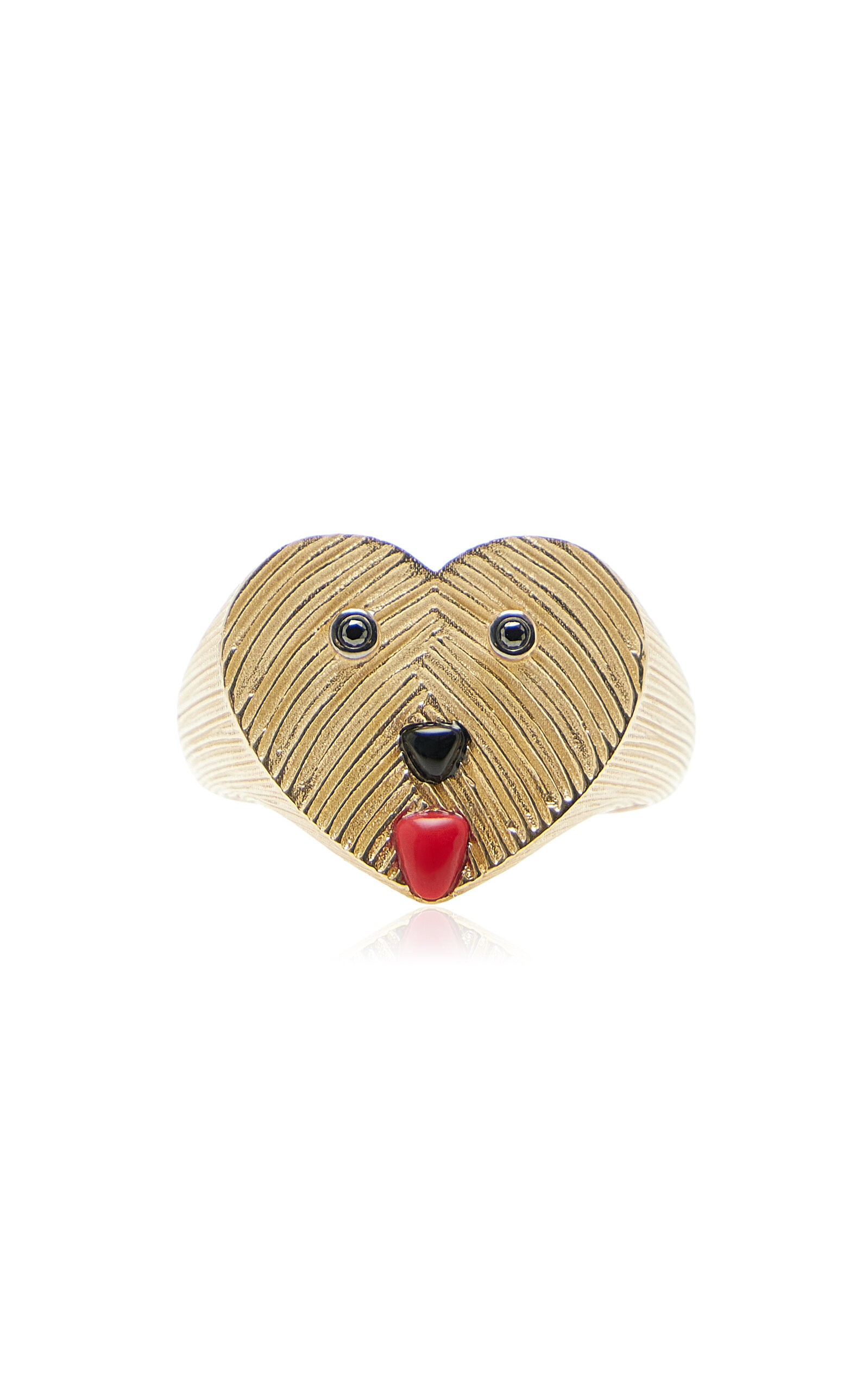 9k Gold Black Diamond And Coral Signet Ring | Moda Operandi (Global)