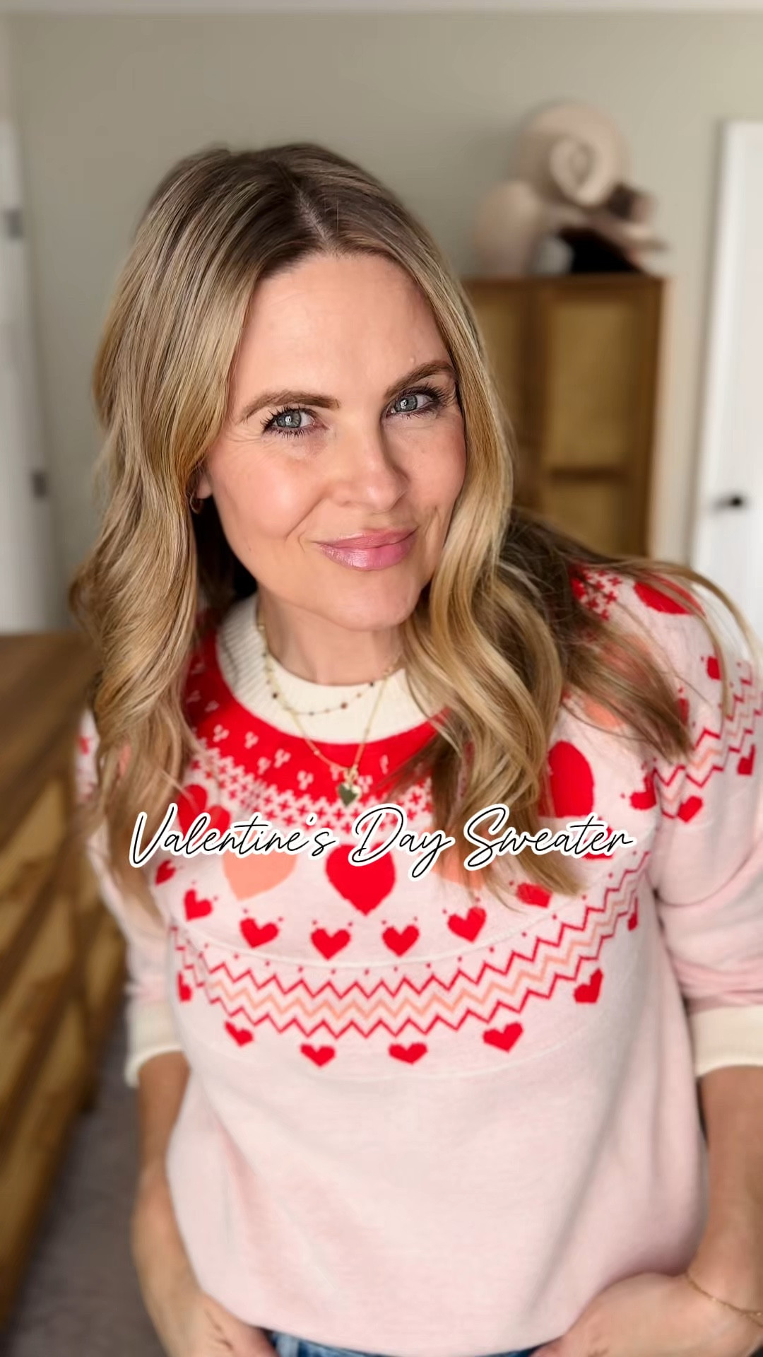 I found us a cute Valentine’s Day sweater on Amazon. This is a good one and fits true to size. I’m in a medium. It’s also soft and not itchy.

#LTKWatchNow #LTKOver40 #LTKSeasonal