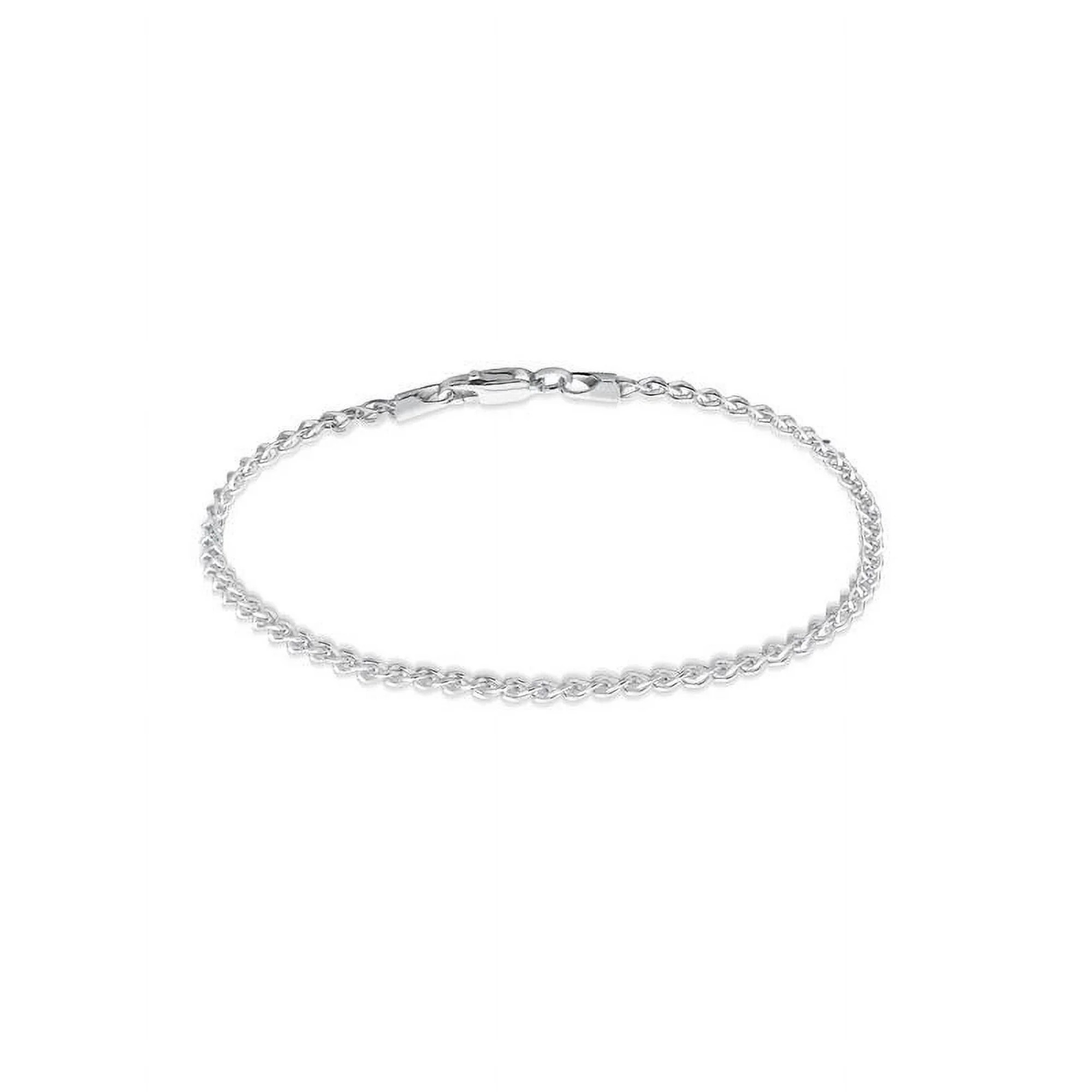 Sterling Silver Diamond Cut Wheat Chain Bracelet 7.5 inches - Walmart.com | Walmart (US)
