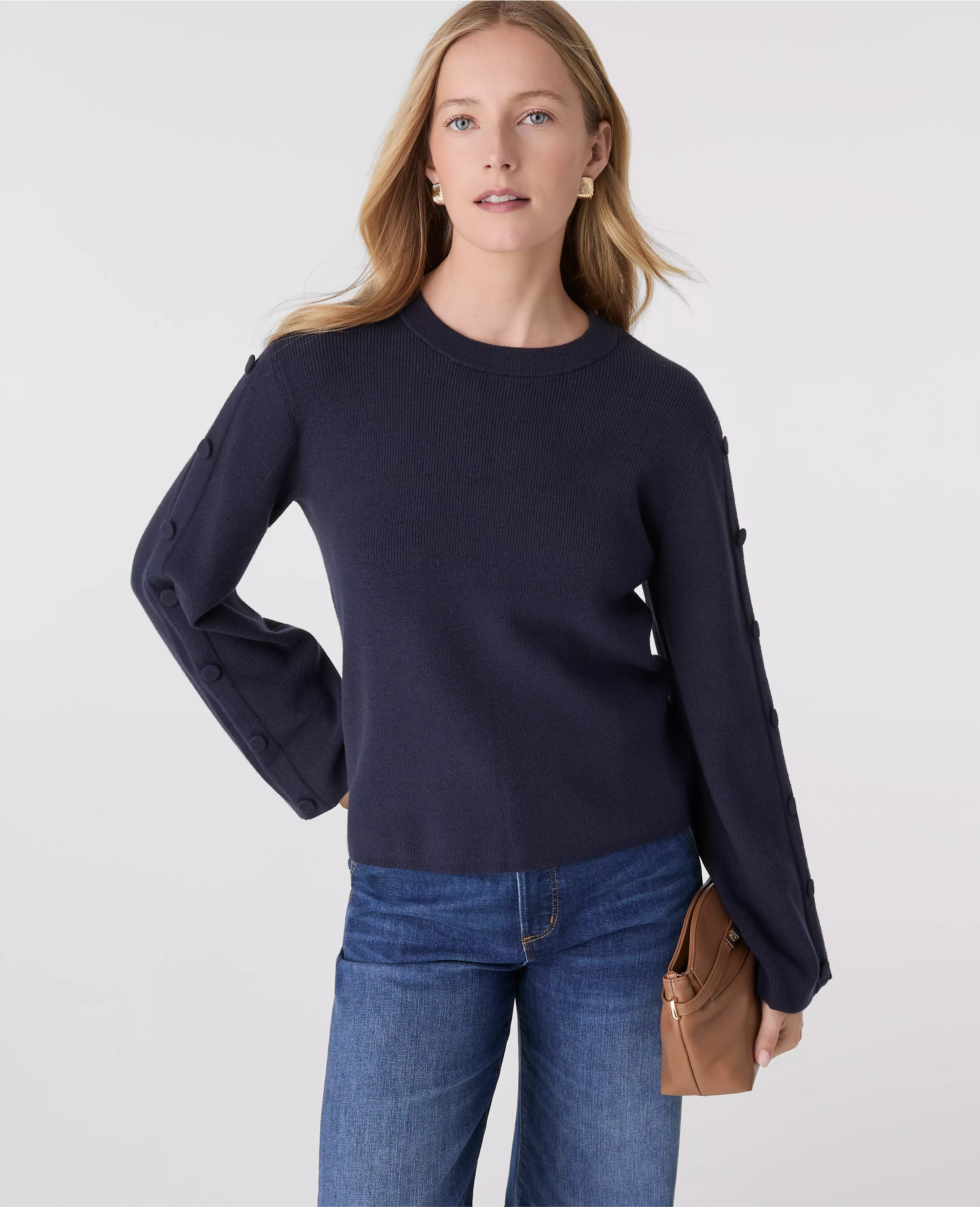 Button Ribbed  Sweater | Ann Taylor