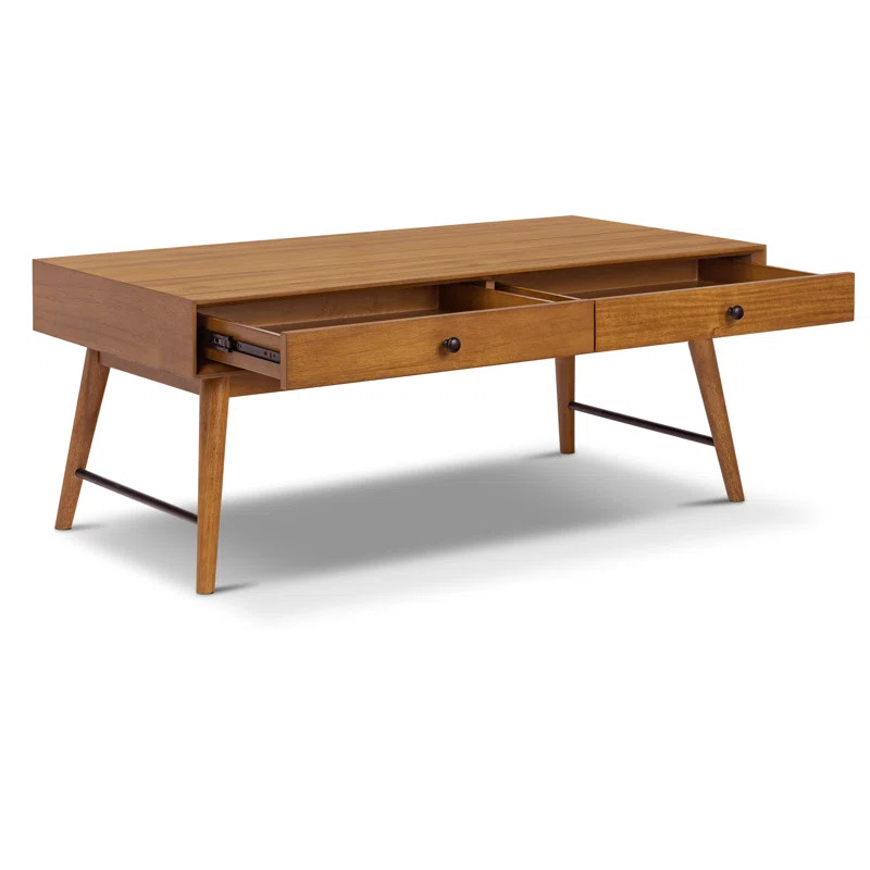 Dorsey 46" Mid-Century Coffee Table with Storage Drawers and Solid Wood Legs | Wayfair North America