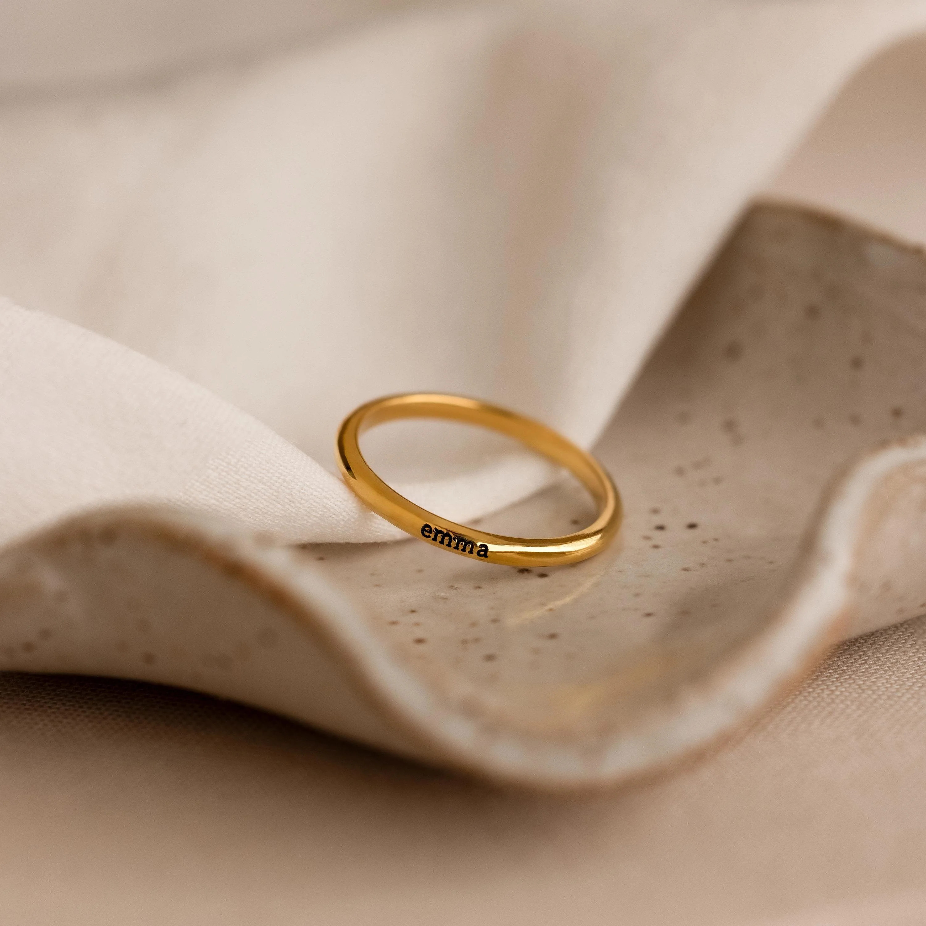 Custom Engraved Tiny Name Stacking Ring | Caitlyn Minimalist | Caitlyn Minimalist