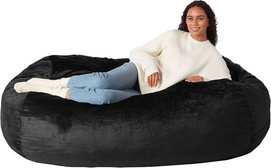 Amazon Basics Large Bean Bag Chairs for Adults, 6 ft Black Memory Foam Filled with Solid Microfib... | Amazon (US)