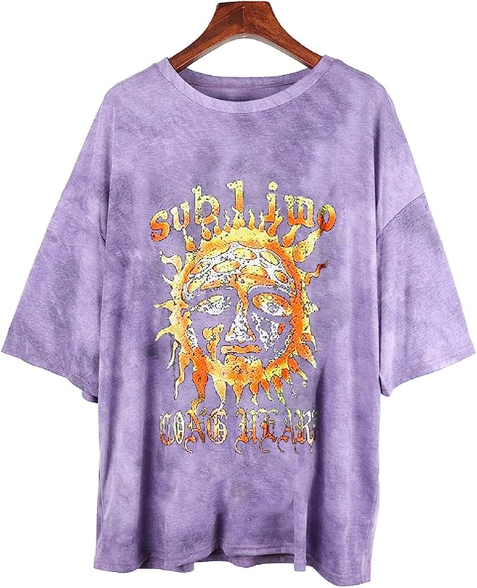 Fenxxxl Women's Short Sleeve Round Neck Oversized Shirt Graphic Tee Loose Casual Tshirt Tops | Amazon (US)