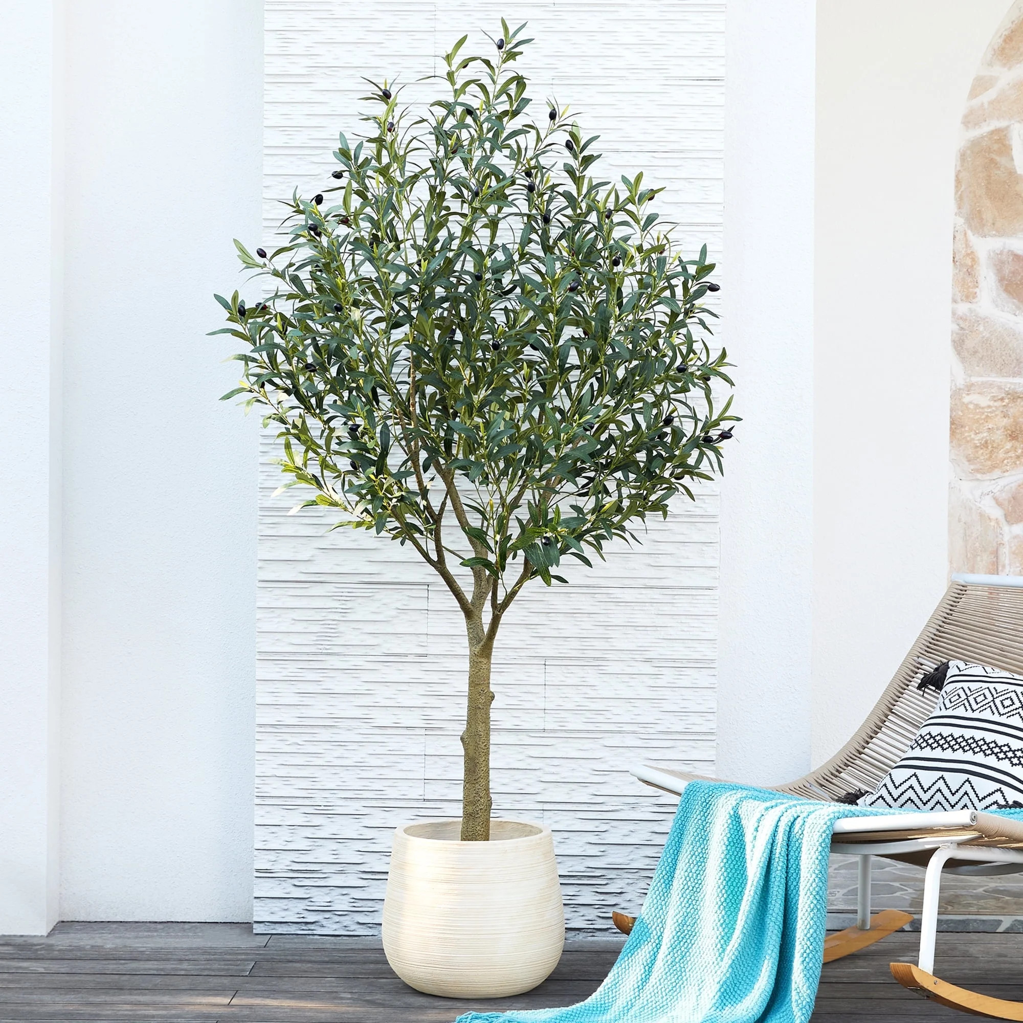 DR.Planzen 6ft Dense Artificial Olive Tree - Faux Olive Plant for Indoor & Outdoor Decor - Adjust... | Walmart (US)