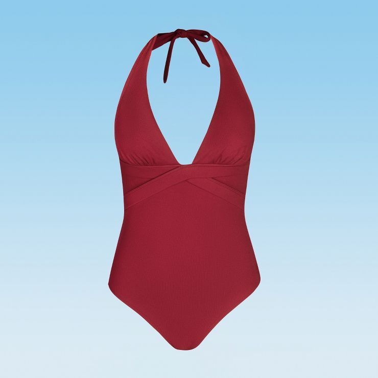 Women's Halter V Neck One Piece Swimsuit - Cupshe | Target
