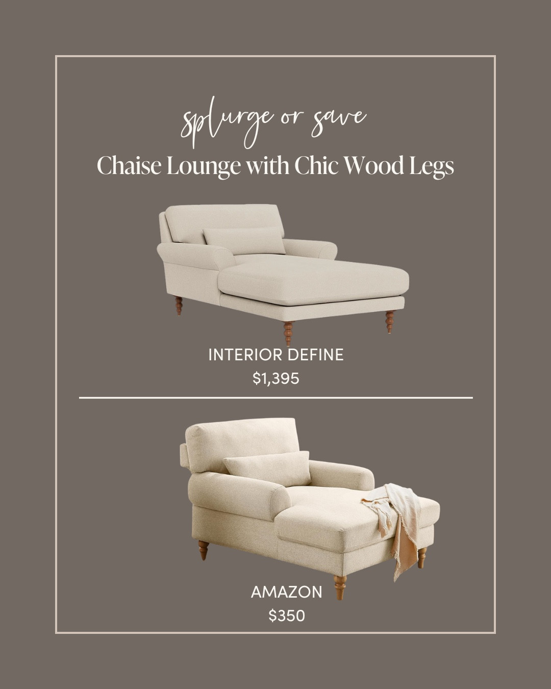 Imagine curling up with a good book (currently reading “God of the Woods”!) & cuddling up on one of these chaise lounges ✨ The Interior Define one is customizable (choose your fill, legs, fabric, etc.) & the Amazon option has a few colors to choose from!

Some people hate dupes (and for good reason!), but if you’re on a budget & still want to have a beautifully styled home, we encourage you to find lookalikes of your favorite “wish list” pieces 😍

#LTKHome
