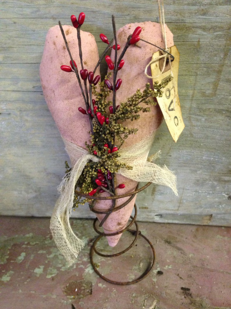 Primitive Valentines Heart On Old Rusty Spring MADE TO ORDER | Etsy (US)