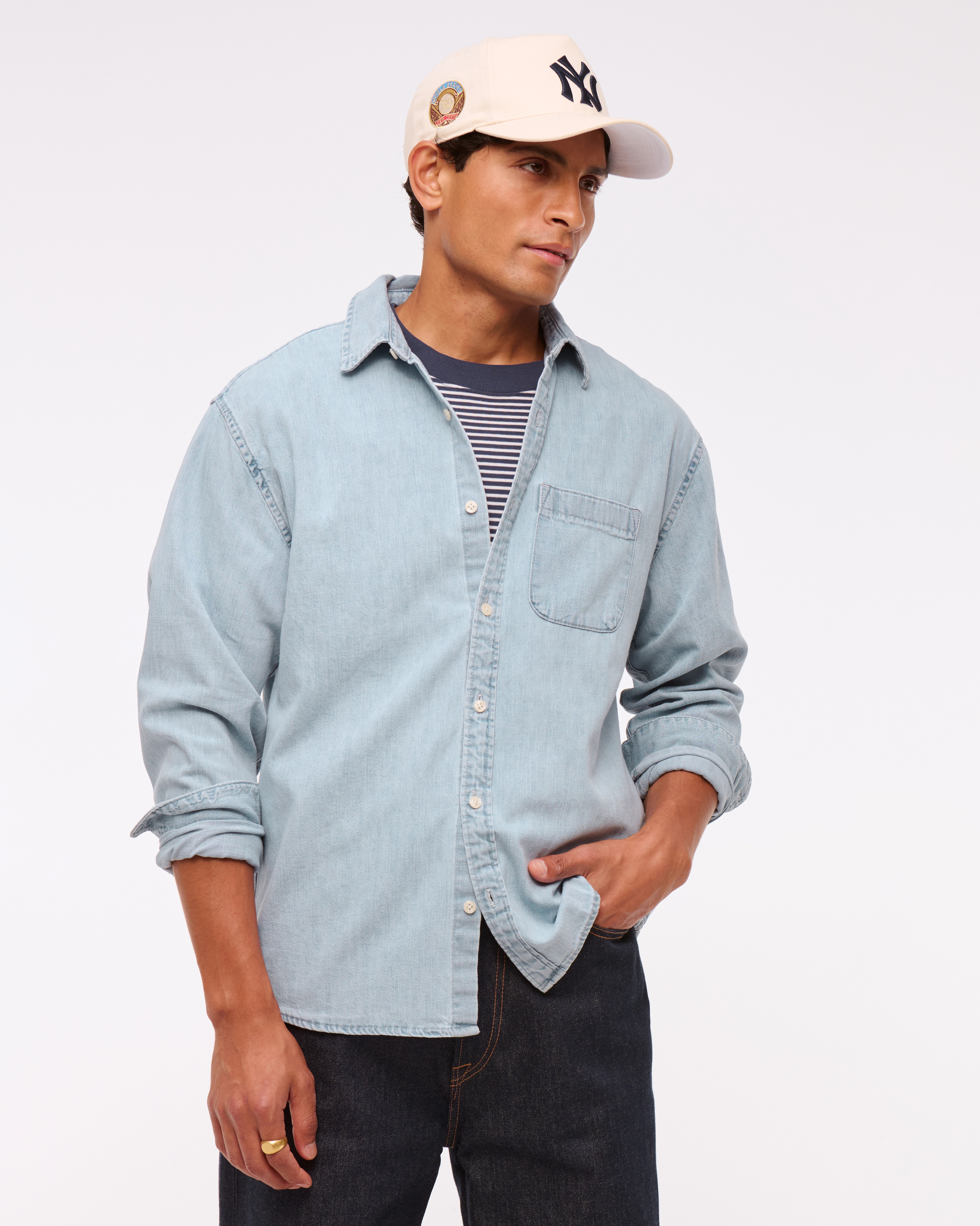 Western Denim Button-Up Shirt | Abercrombie & Fitch (US)