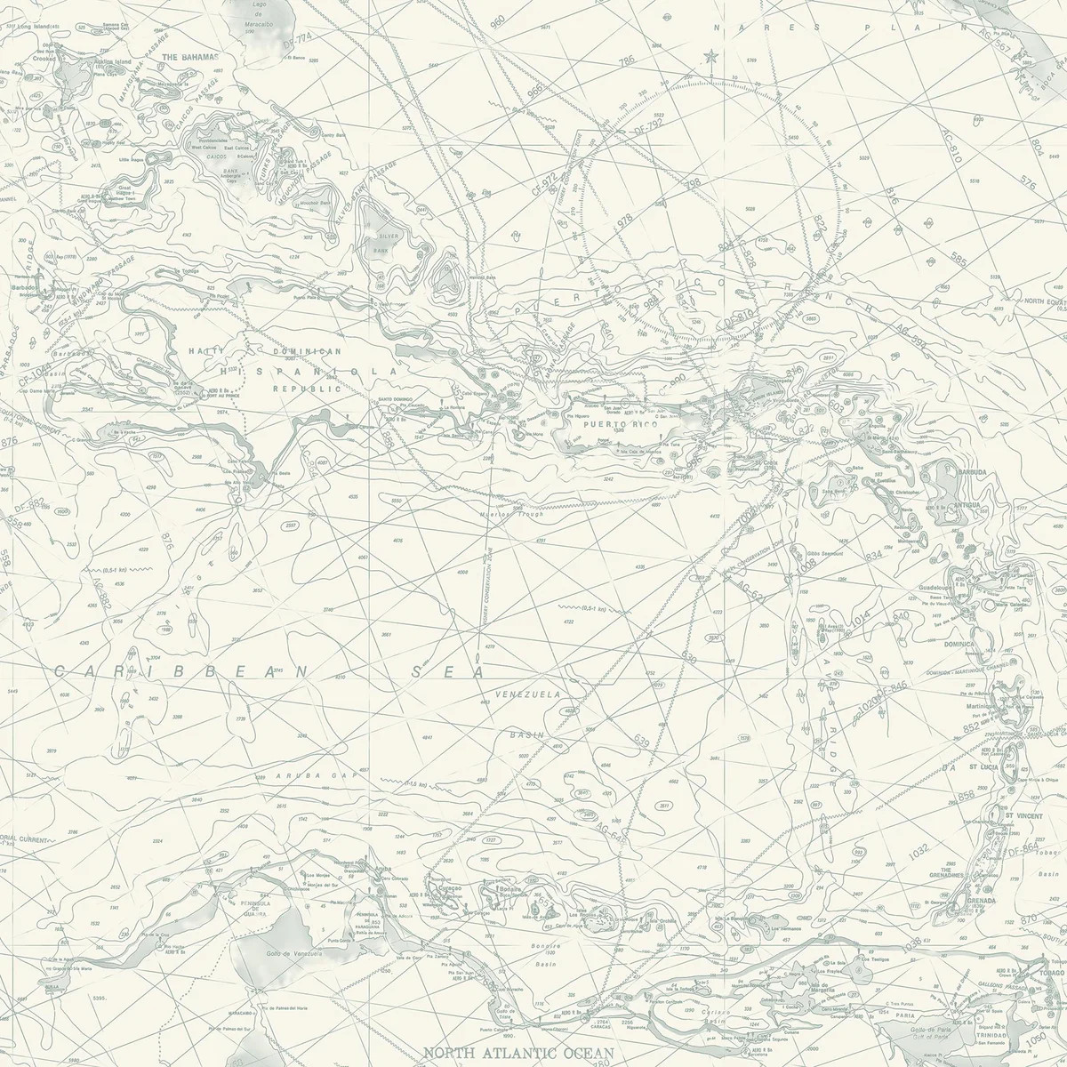 York Charts Aqua Nautical Chart Wallpaper | DecoratorsBest