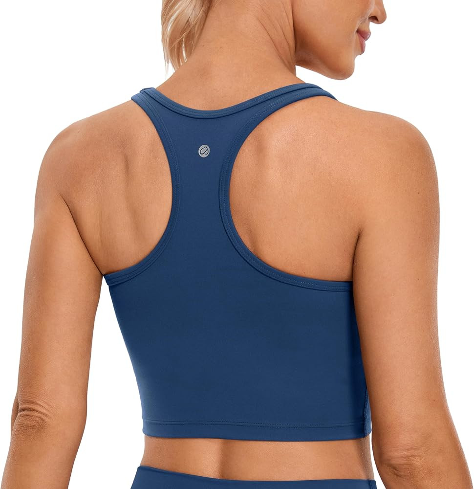 CRZ YOGA Butterluxe Racerback Crop Tank Tops for Women - Padded Y-Back Longline Sports Bras Scoop... | Amazon (US)